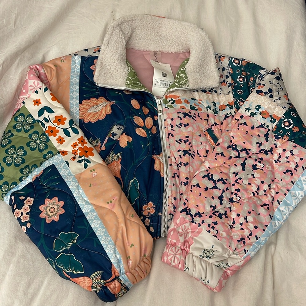 Altar’d State Patchwork Floral Quilted Boho Festival Bomber Jacket - NWT